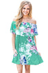 Sexy Ruffle Off Shoulder Mint Floral Mini Dress